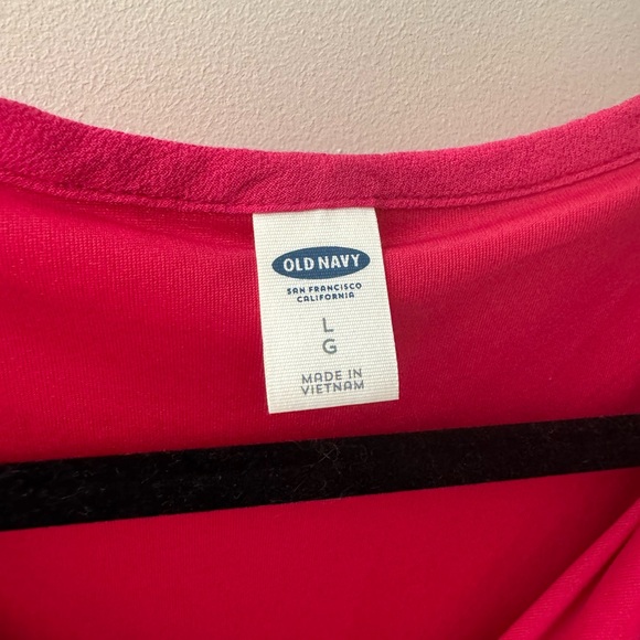Old Navy Hot Pink Tunic Style Cover Up Tassles and Pleats Size LARGE - Picture 3 of 4